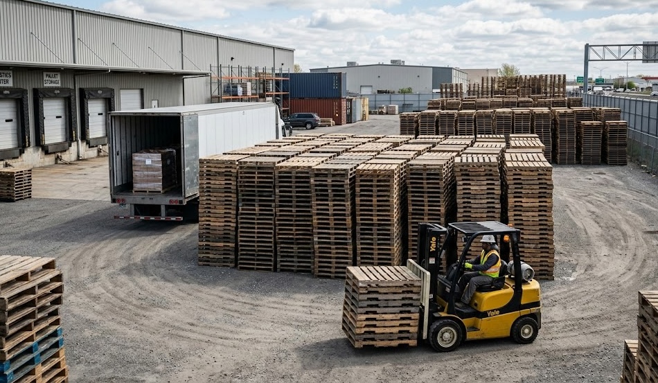 Used pallets loaded for delivery